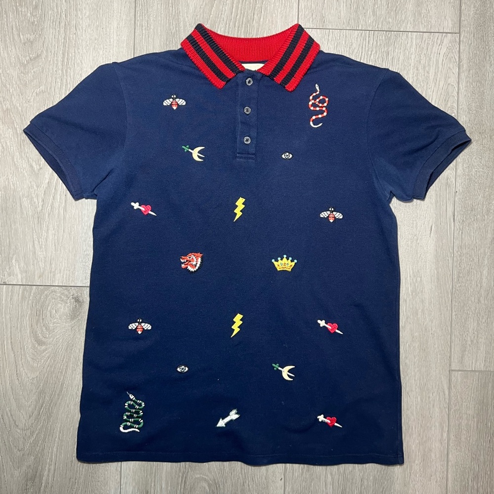 Gucci Kids Polo Tee Navy Blue Youth Large
